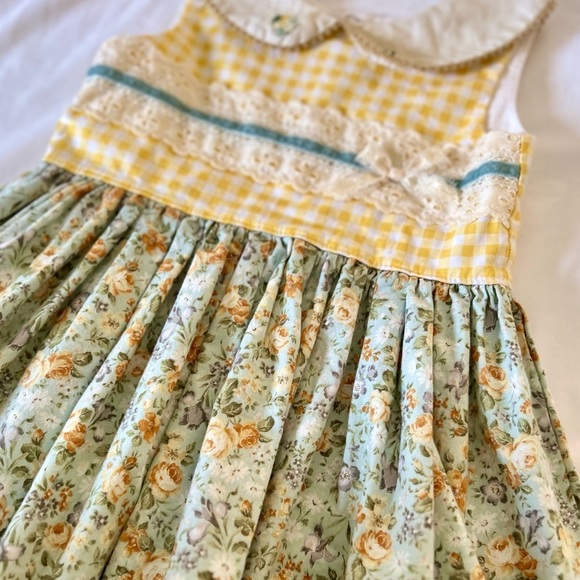 JK Heirloom Yellow Floral Girls Boutique Dress Size 6 - Picture 13 of 13